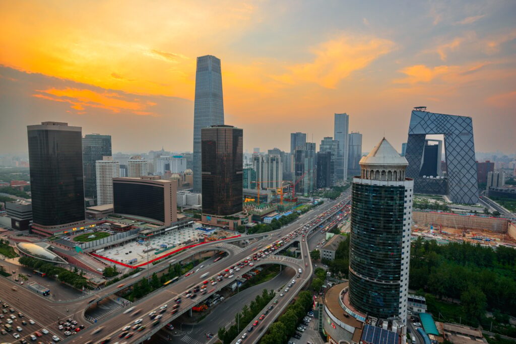 Beijing, China CBD Skyline at Sunset