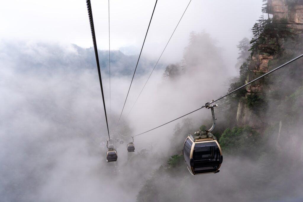Cable car with beautiful nature landscape at Zhangjiajie national park