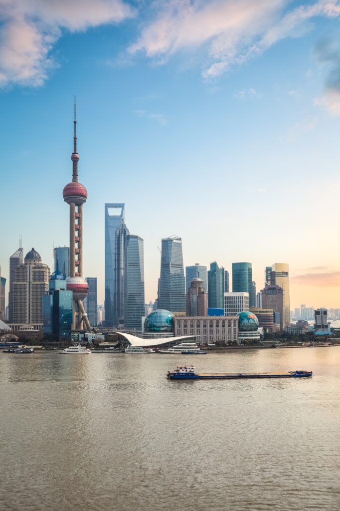 shanghai pudong at dusk